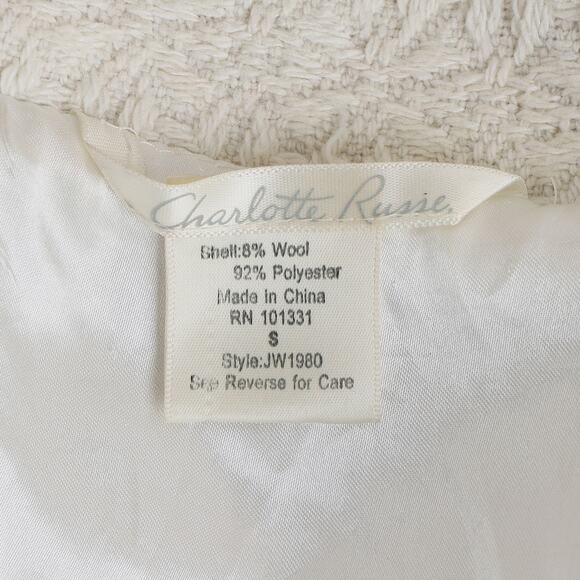 Women's Cream Preppy Twee Charlotte Russe Lined Button Up Jacket - S - Picture 10 of 11